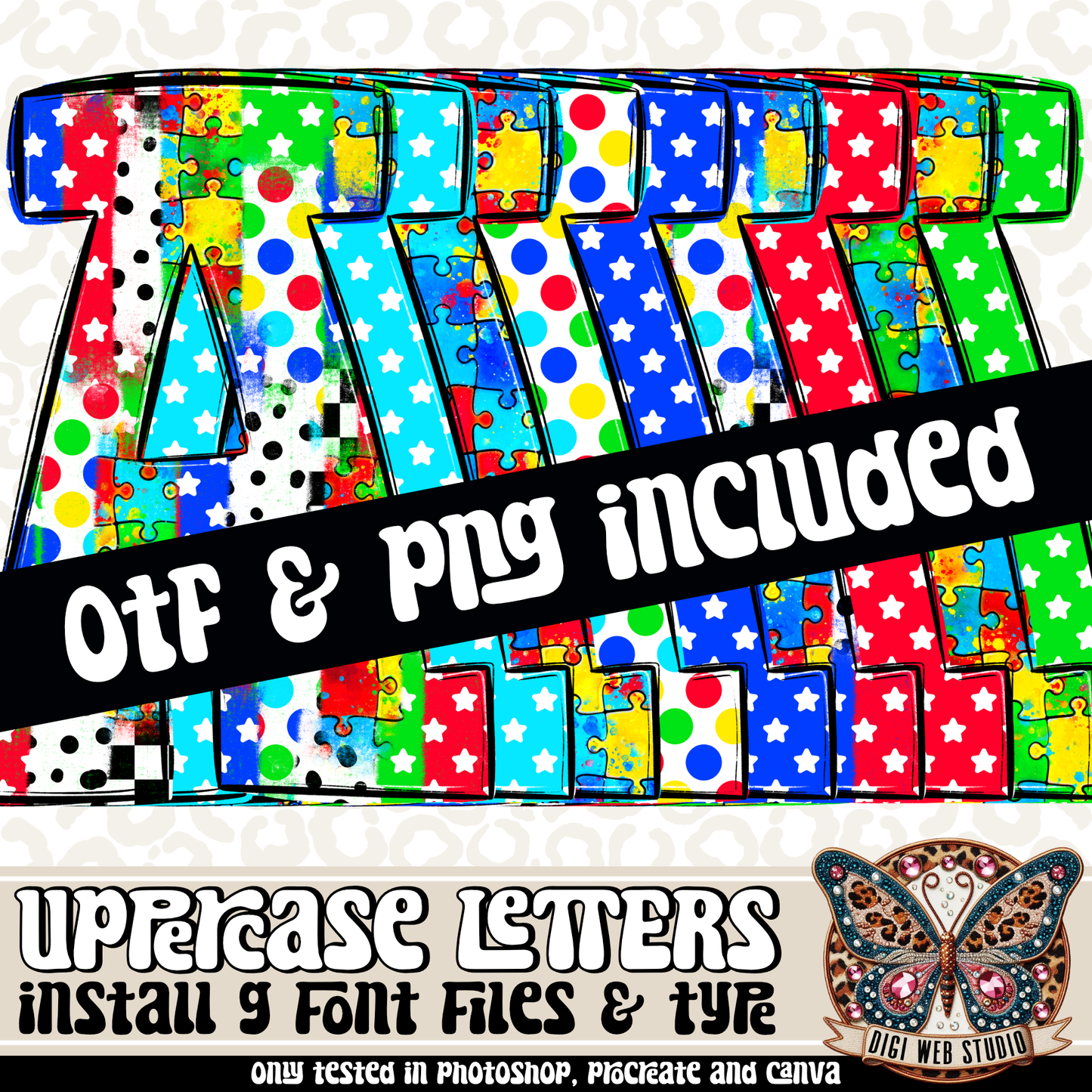 Design Elements - Autism Alphas & OTF Files (9 Sets)