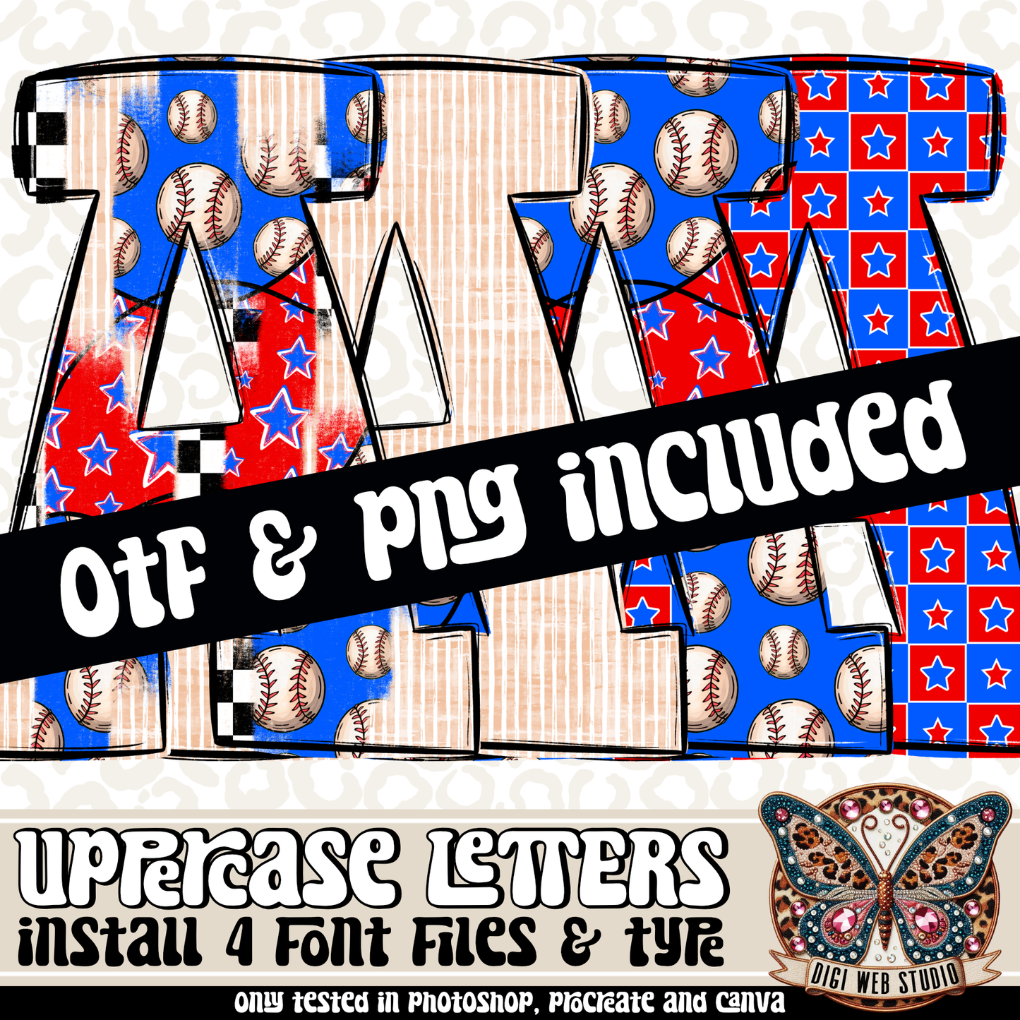 Design Elements - Baseball Alphas & OTF Files (4 Sets)
