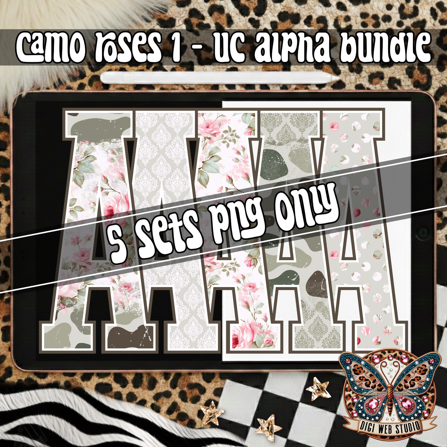 Design Elements - 2026 Camo Roses 1 Alpha Bundle (5 Sets)