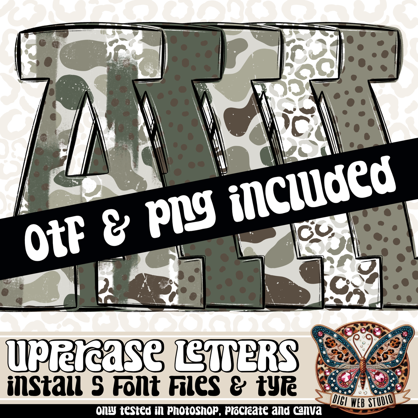 Design Elements - Camo Mix Alphas & OTF Files (5 Sets)