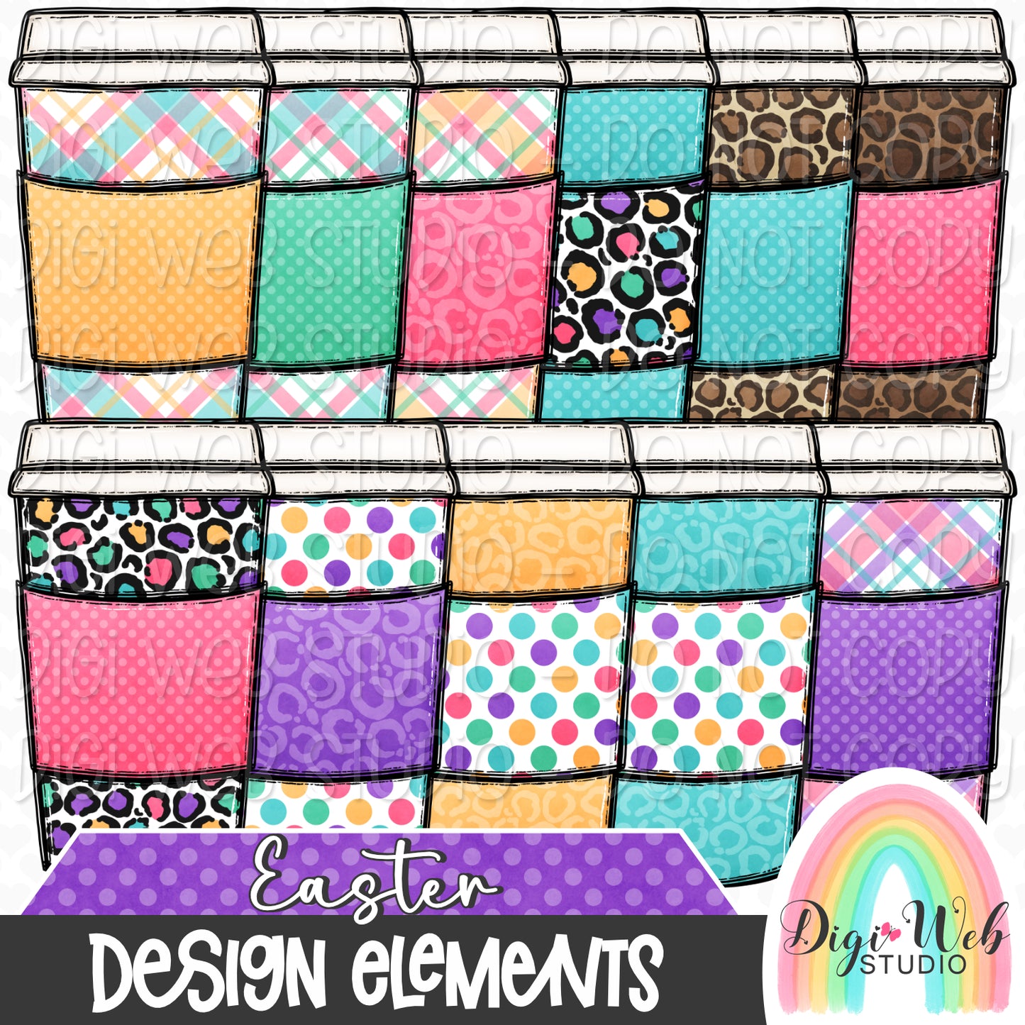 Design Elements - Easter Coffee 1 Hand Drawn Clip Art Bundle