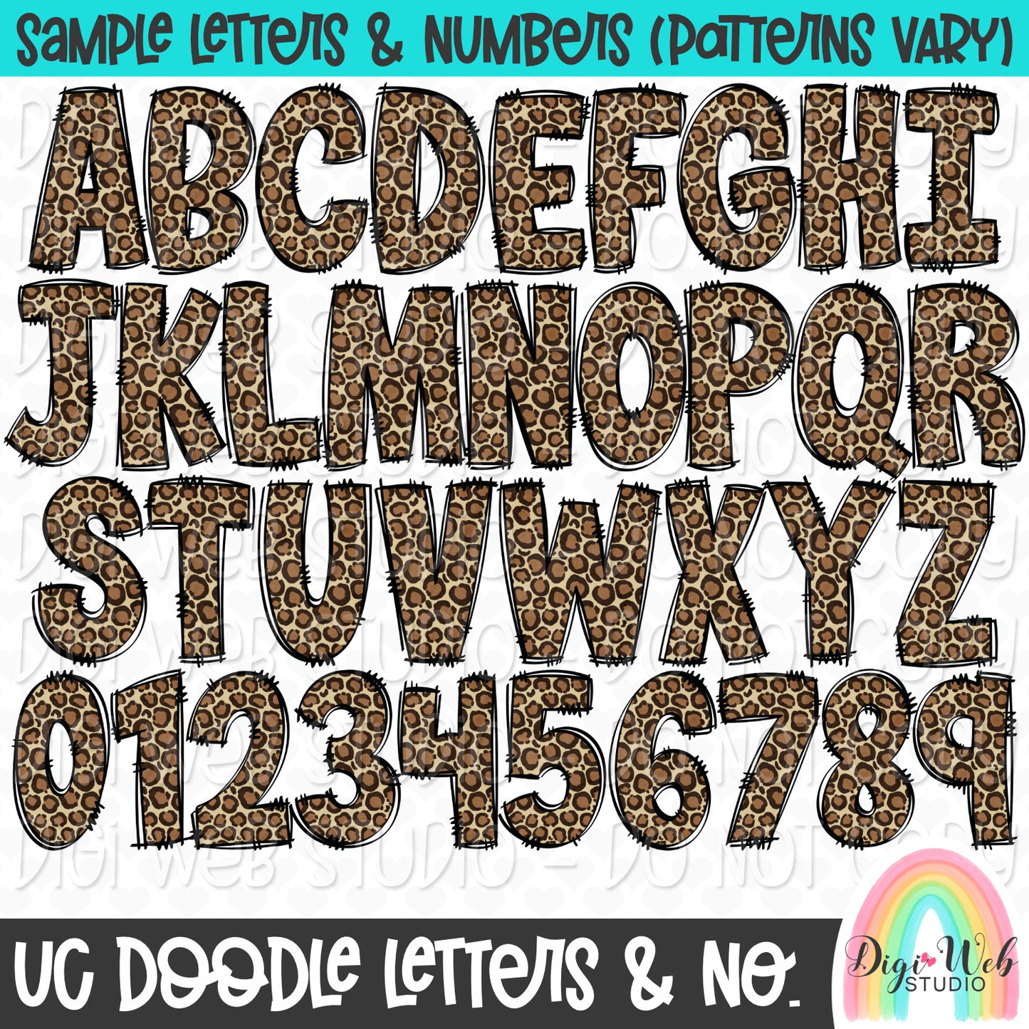 Design Elements - Cow Print 2 UC Doodle Letters & Numbers