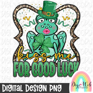 Kiss Me For Good Luck Frog 1 - Digital Design PNG