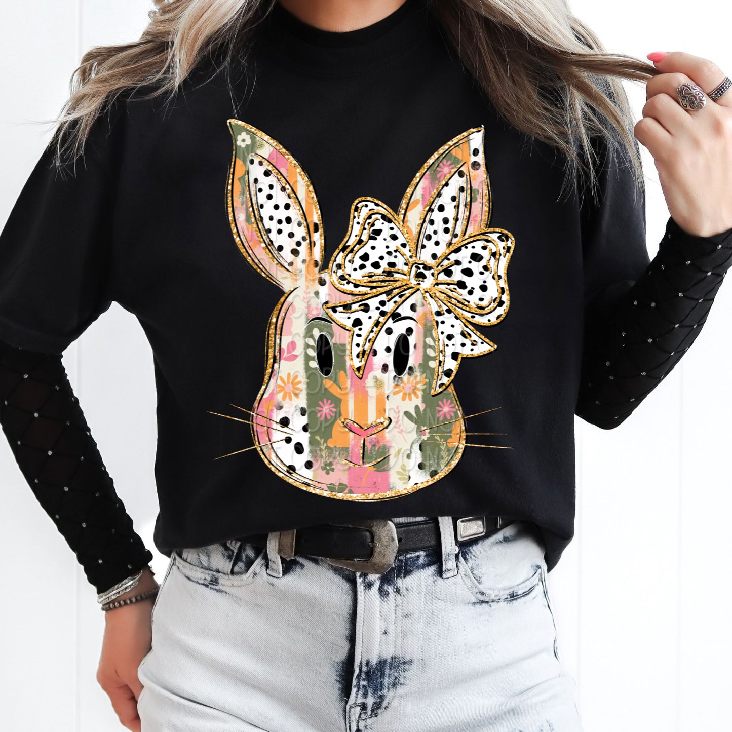 Bunny Head w/ Bow 1 - Digital PNG Design