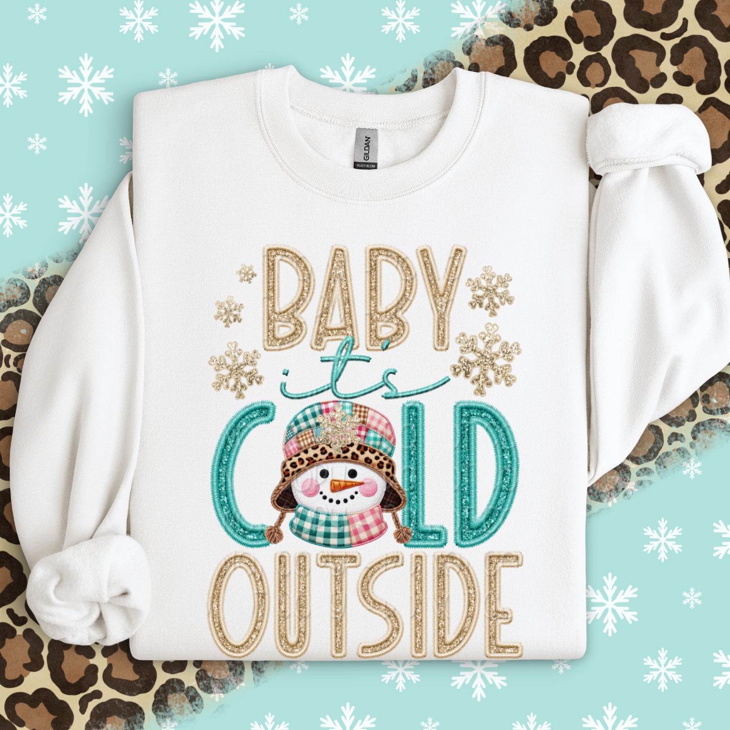 Faux Embroidery Baby It's Cold Outside 1 - 2025 Digital PNG Design