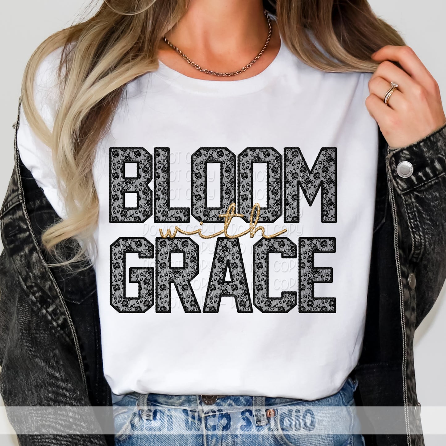 Faux Embroidery Black Lace Bloom With Grace 1 - 2025 Digital PNG Design
