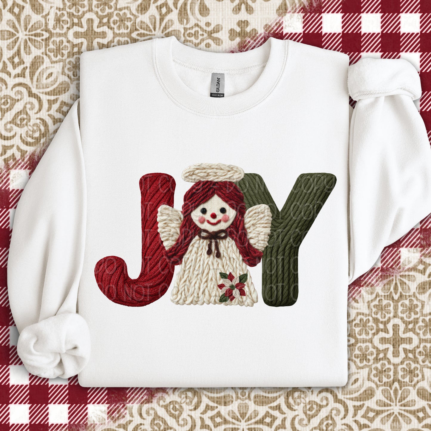 Faux Yarn Joy Angel w/ Poinsettia 1 - 2025 Digital PNG Design