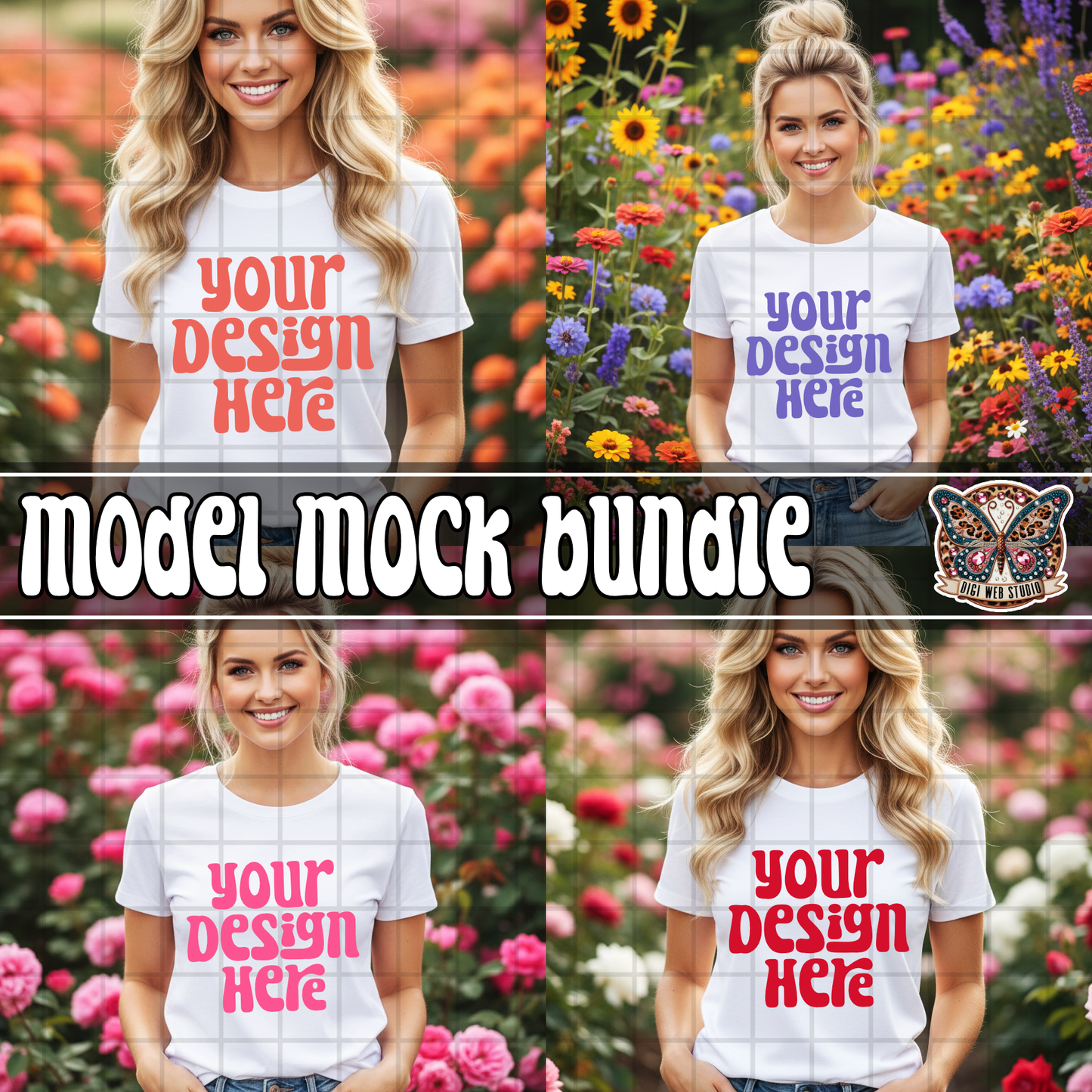 Models In Flower Garden 1 - Mock Bundle