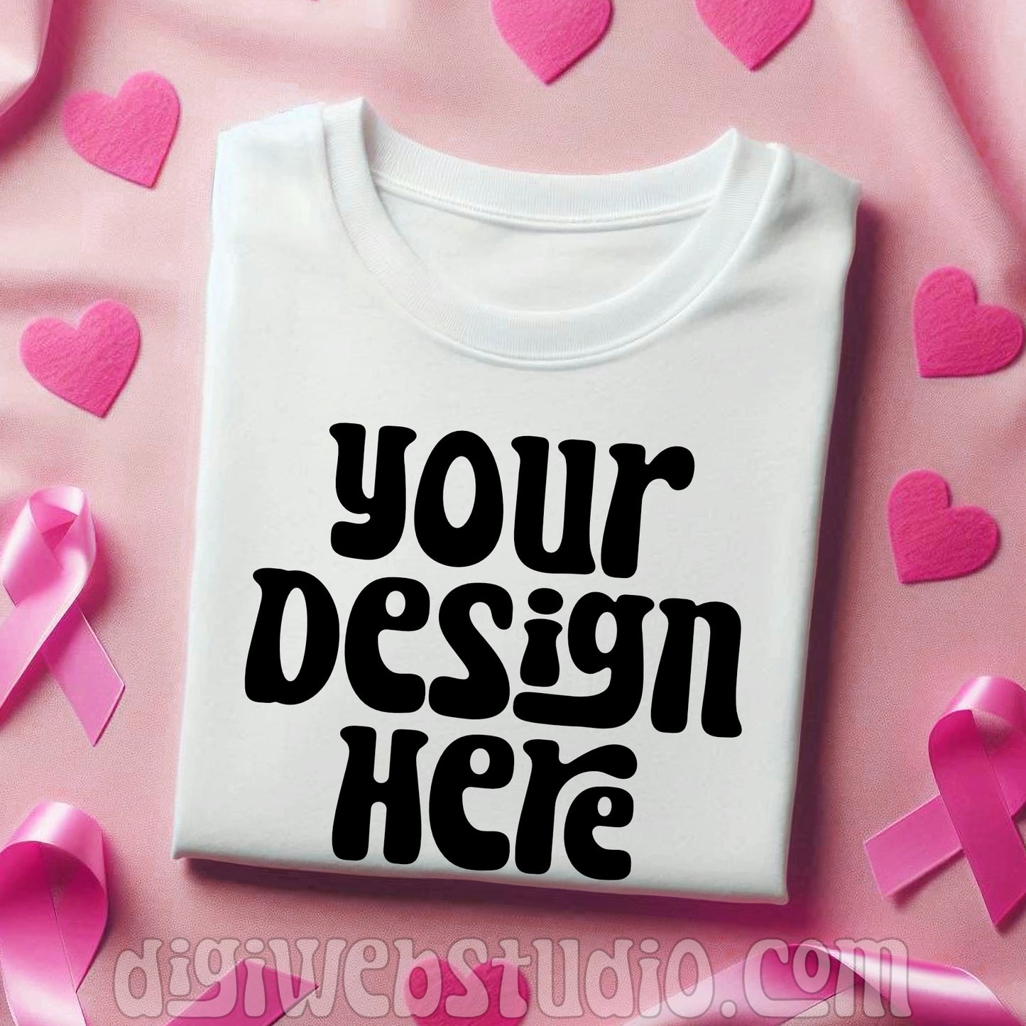 Breast Cancer Awareness White Shirt Mockup 2