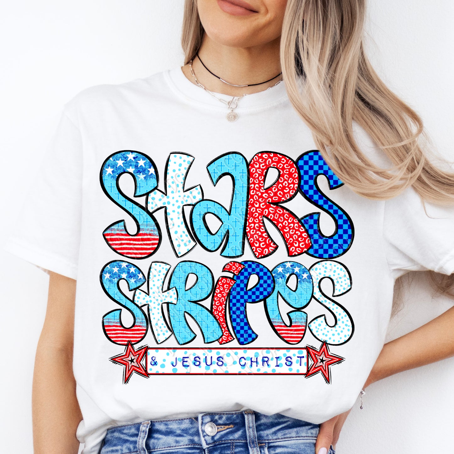 Stars Stripes & Jesus Christ 1 - 2026 Digital PNG Design