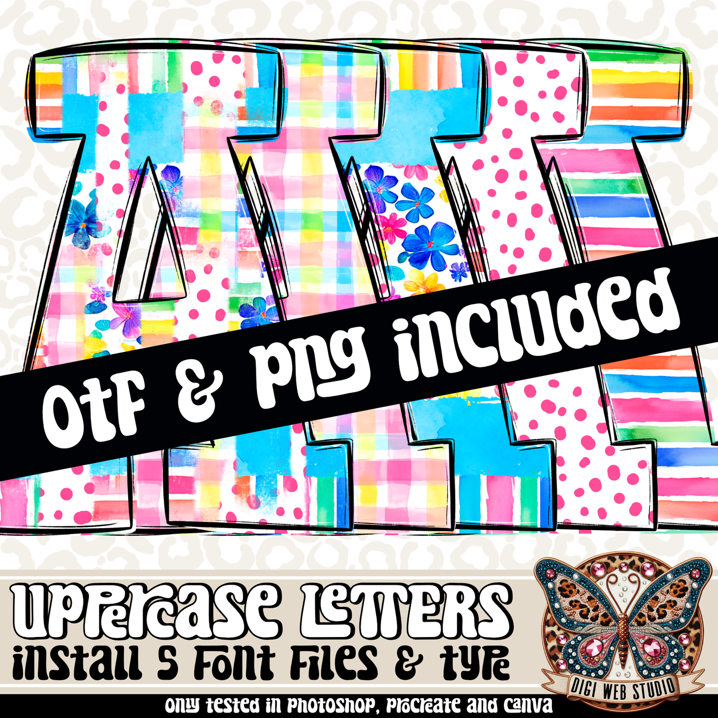 Design Elements - Pretty Flowers Alphas & OTF Files (5 Sets)