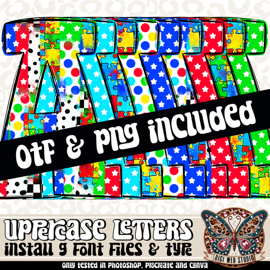 Design Elements - Autism Alphas & OTF Files (9 Sets)