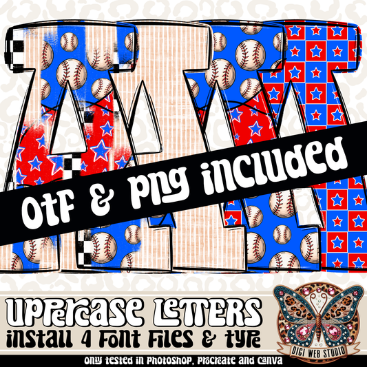 Design Elements - Baseball Alphas & OTF Files (4 Sets)