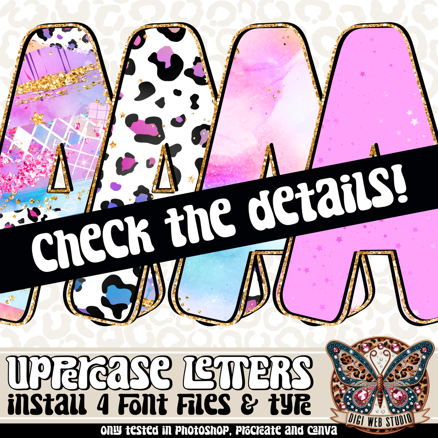 Design Elements - Bright Glam Alpha OTF Files (4 Fonts)