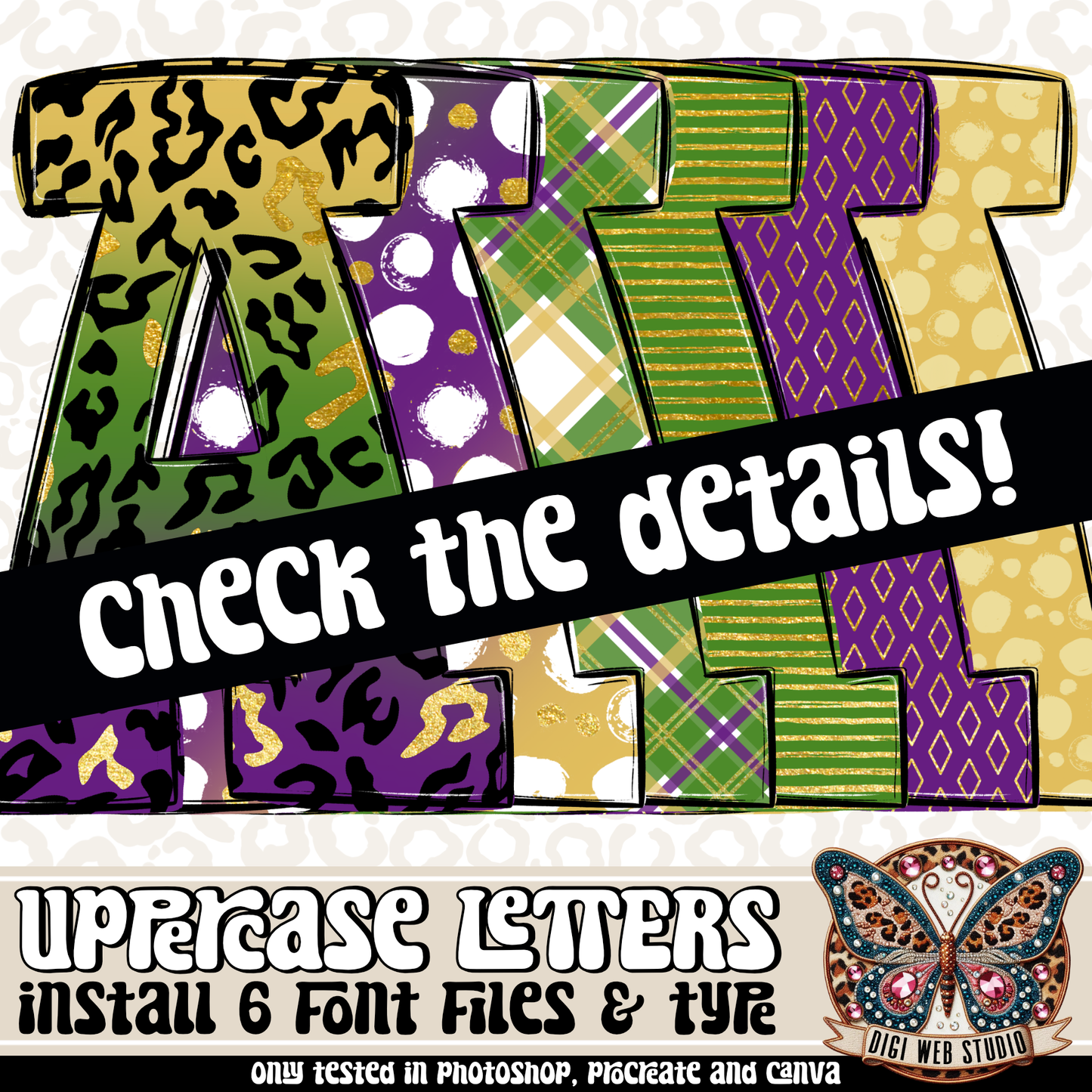 Design Elements - Mardi Gras Alpha OTF Files (6 Fonts)