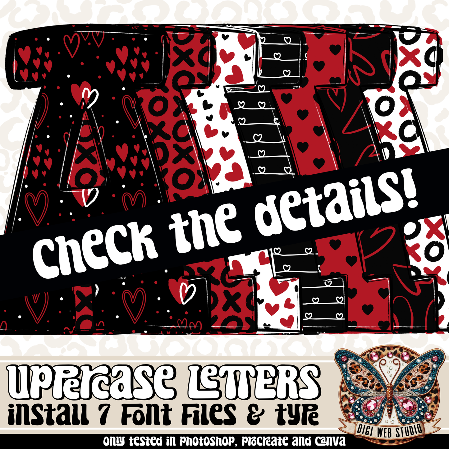 Design Elements - Red & Black Valentine Alpha OTF Files (7 Fonts)