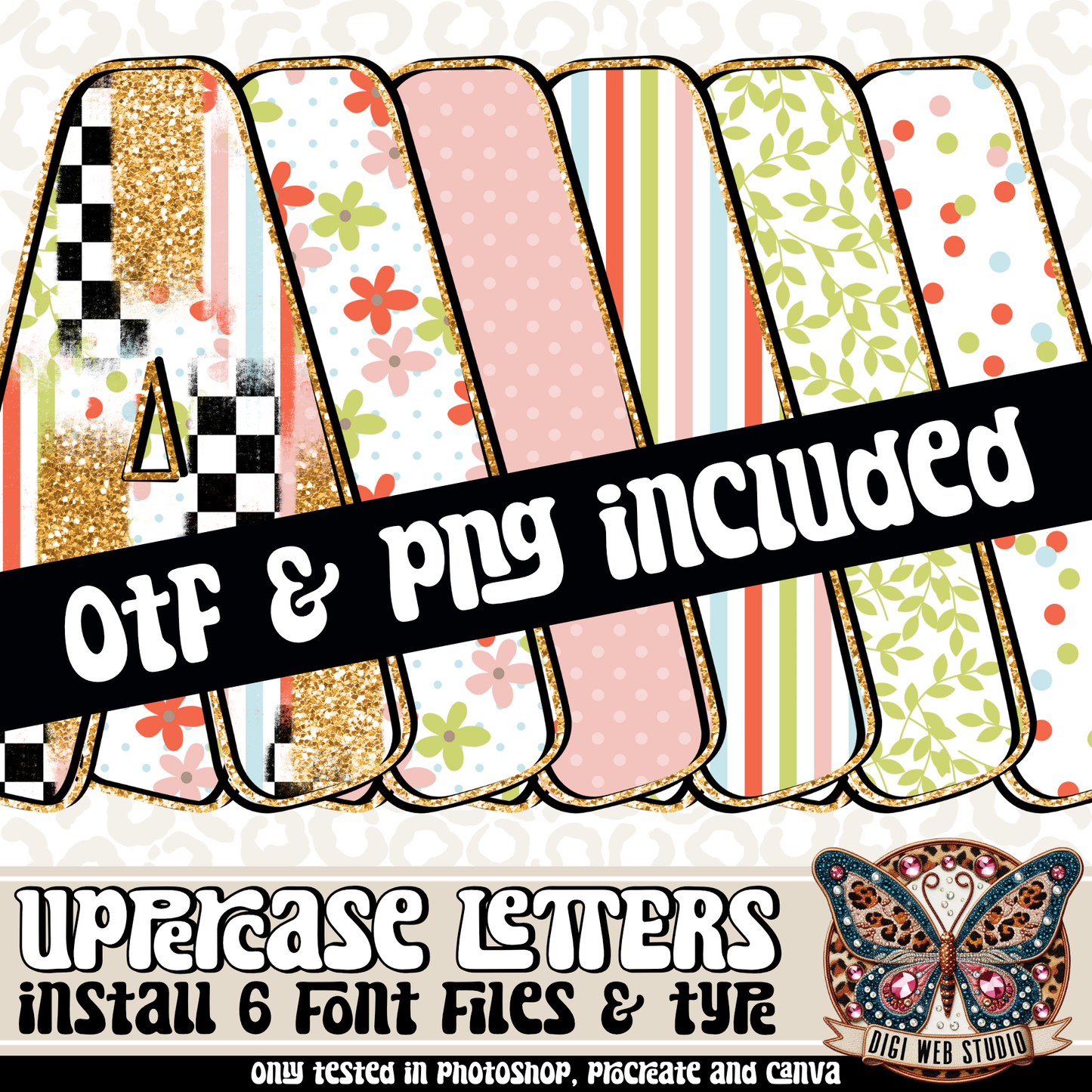 Design Elements - Floral Glam Alphas & OTF Files 1 (6 Sets)