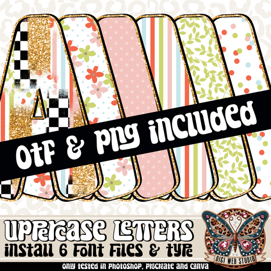 Design Elements - Floral Glam Alphas & OTF Files 1 (6 Sets)