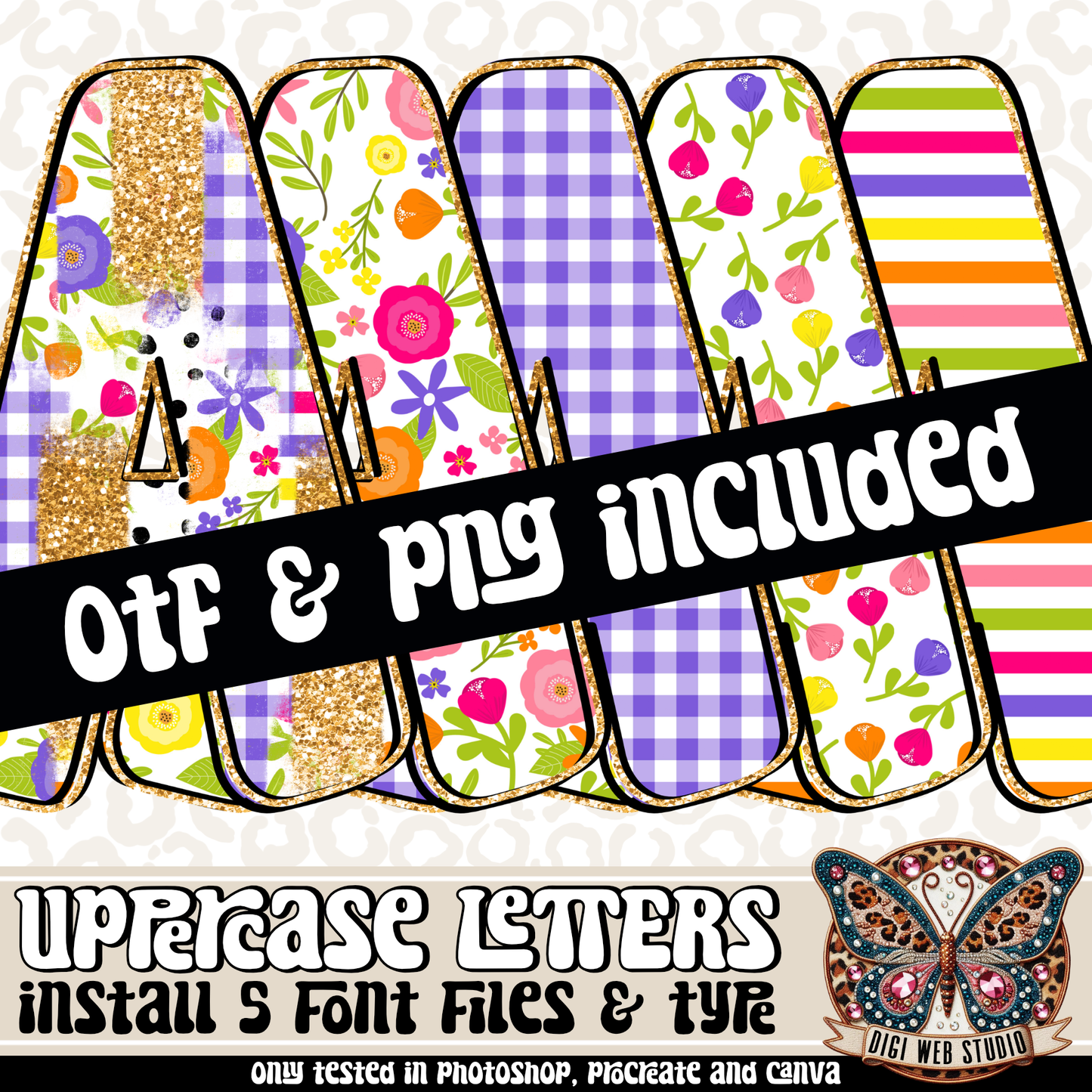 Design Elements - Floral Glam Alphas & OTF Files 2 (5 Sets)
