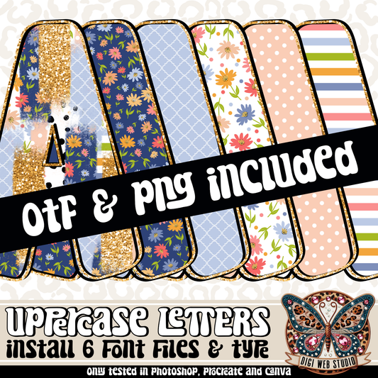 Design Elements - Floral Glam Alphas & OTF Files 3 (6 Sets)