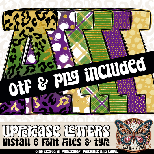 Design Elements - Mardi Gras Alphas & OTF Files (6 Sets)