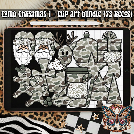 Design Elements - Hand Drawn 2025 Clip Art Bundle - Camo Christmas 1