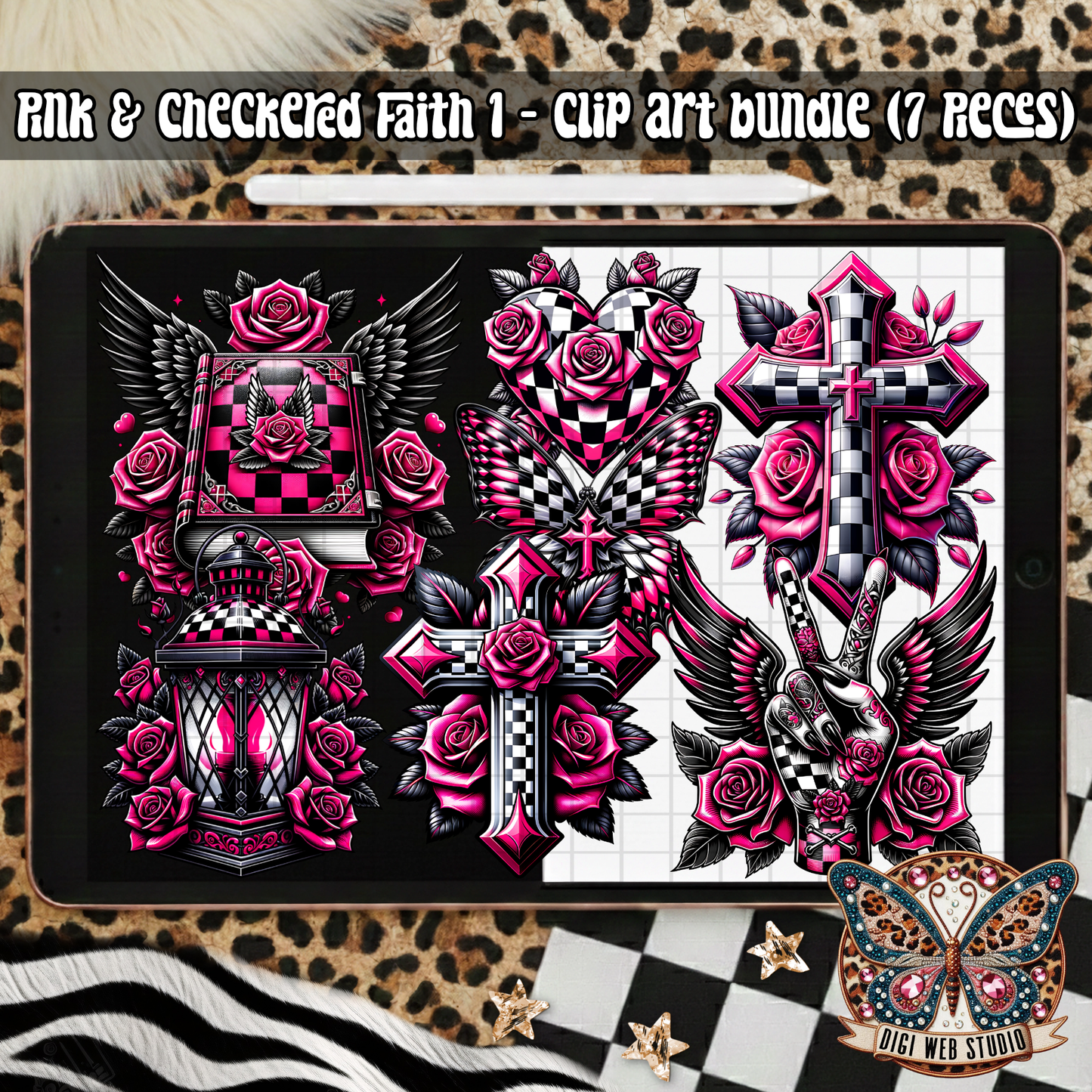Design Elements - 2025 Clip Art Bundle - Pink & Checkered Faith 1