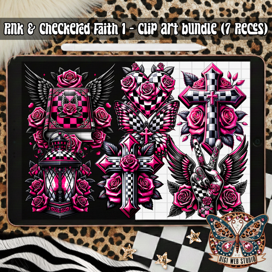 Design Elements - 2025 Clip Art Bundle - Pink & Checkered Faith 1