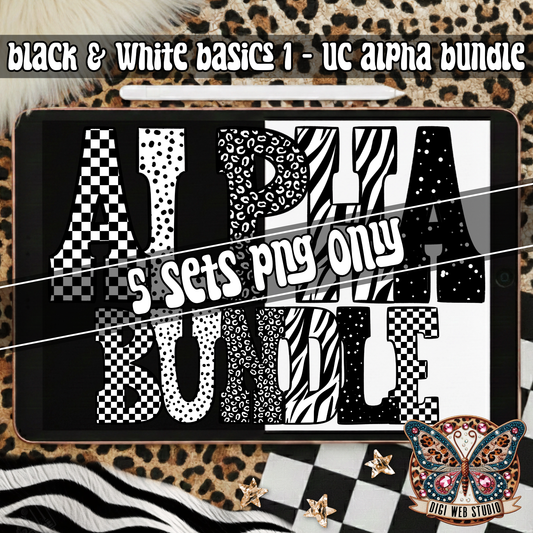 Design Elements - 2026 Black & White Basics 1 Alpha Bundle (5 Sets)