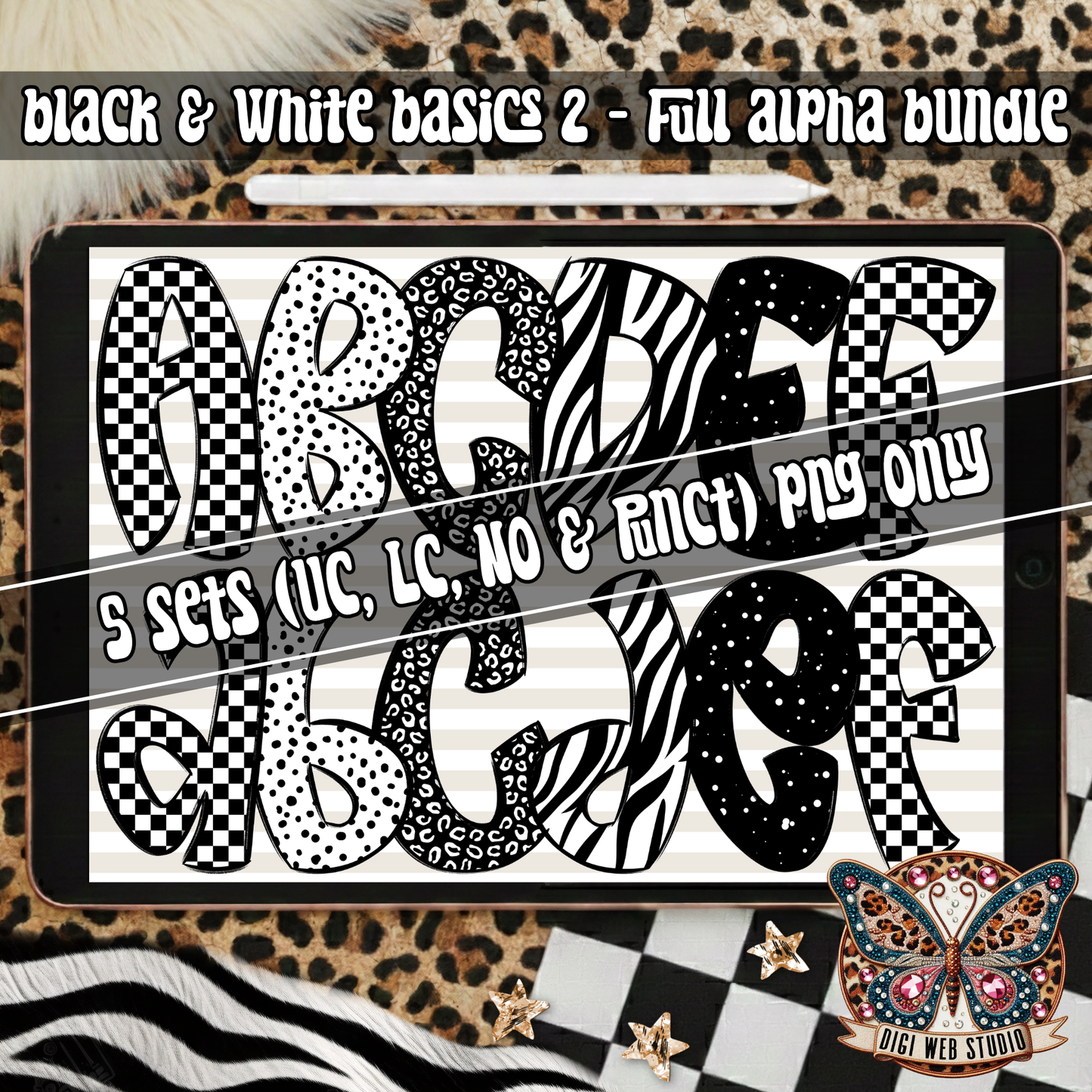 Design Elements - 2026 Black & White Basics 2 Alpha Bundle (5 Sets)