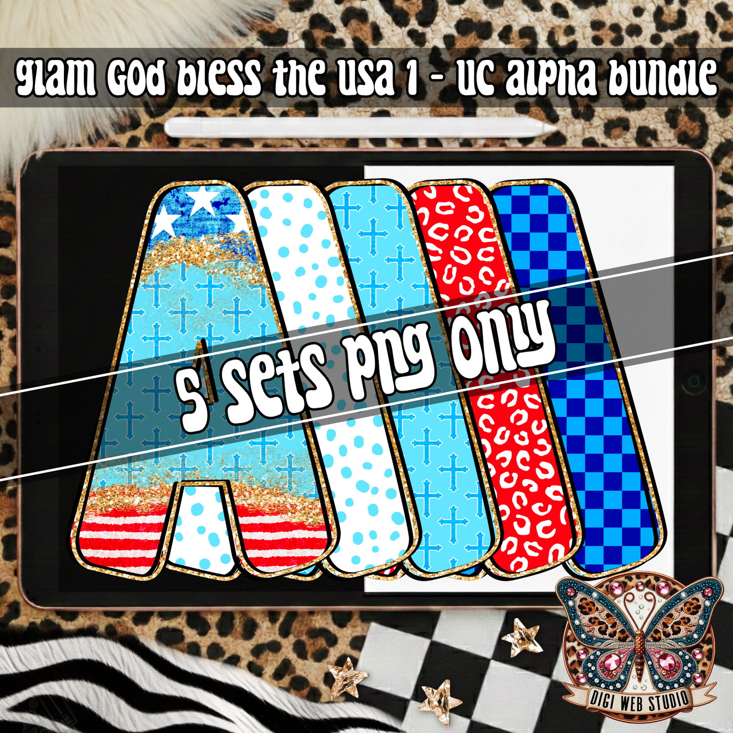 Design Elements - 2026 Glam God Bless The USA 1 Alpha Bundle (5 Sets)