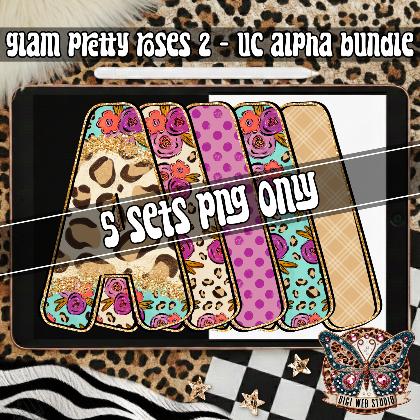 Design Elements - 2026 Glam Pretty Roses 2 Alpha Bundle (5 Sets)