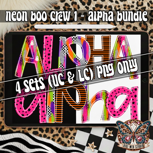 Design Elements - 2026 Neon Boo Crew 1 Alpha Bundle (4 Sets)