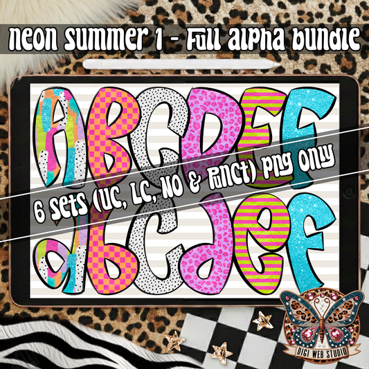 Design Elements - 2026 Neon Summer 1 Alpha Bundle (6 Sets)