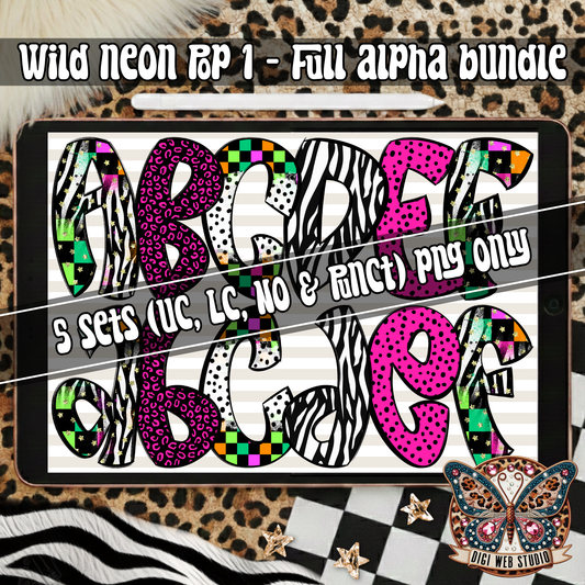 Design Elements - 2026 Wild Neon Pop 1 Alpha Bundle (5 Sets)