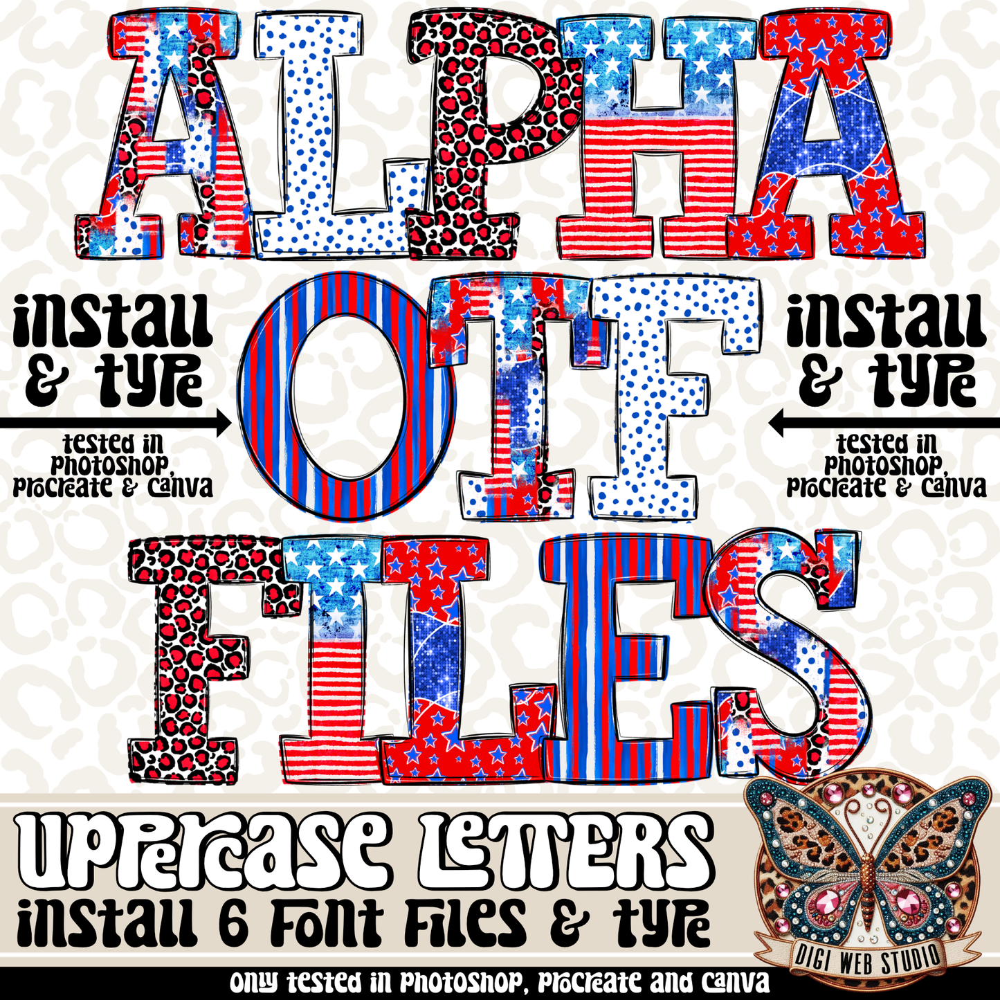 Design Elements - All American Alpha OTF Files (6 Fonts)