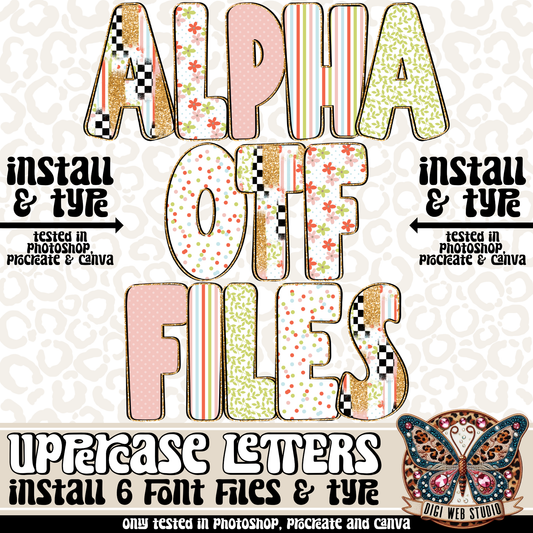 Design Elements - Floral Glam Alpha OTF Files 1 (6 Fonts)