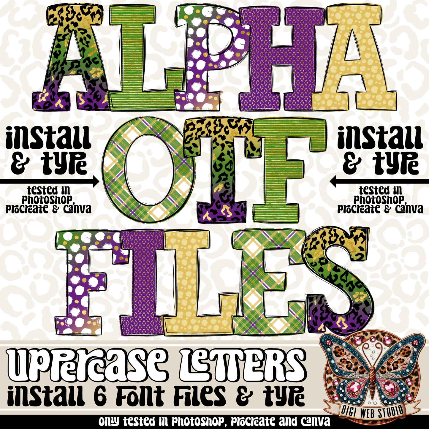 Design Elements - Mardi Gras Alpha OTF Files (6 Fonts)