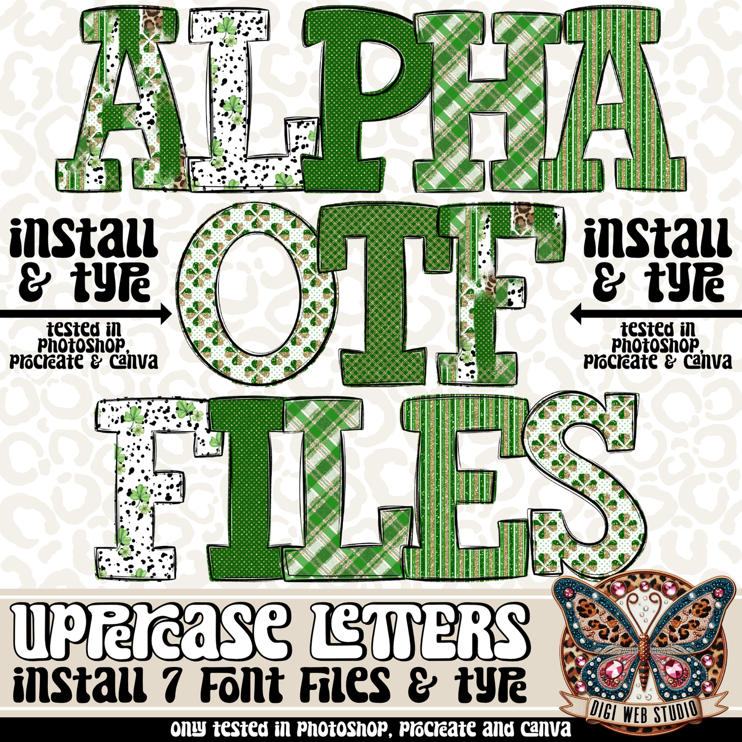 Design Elements - St. Patrick's Day Alpha OTF Files (7 Fonts)