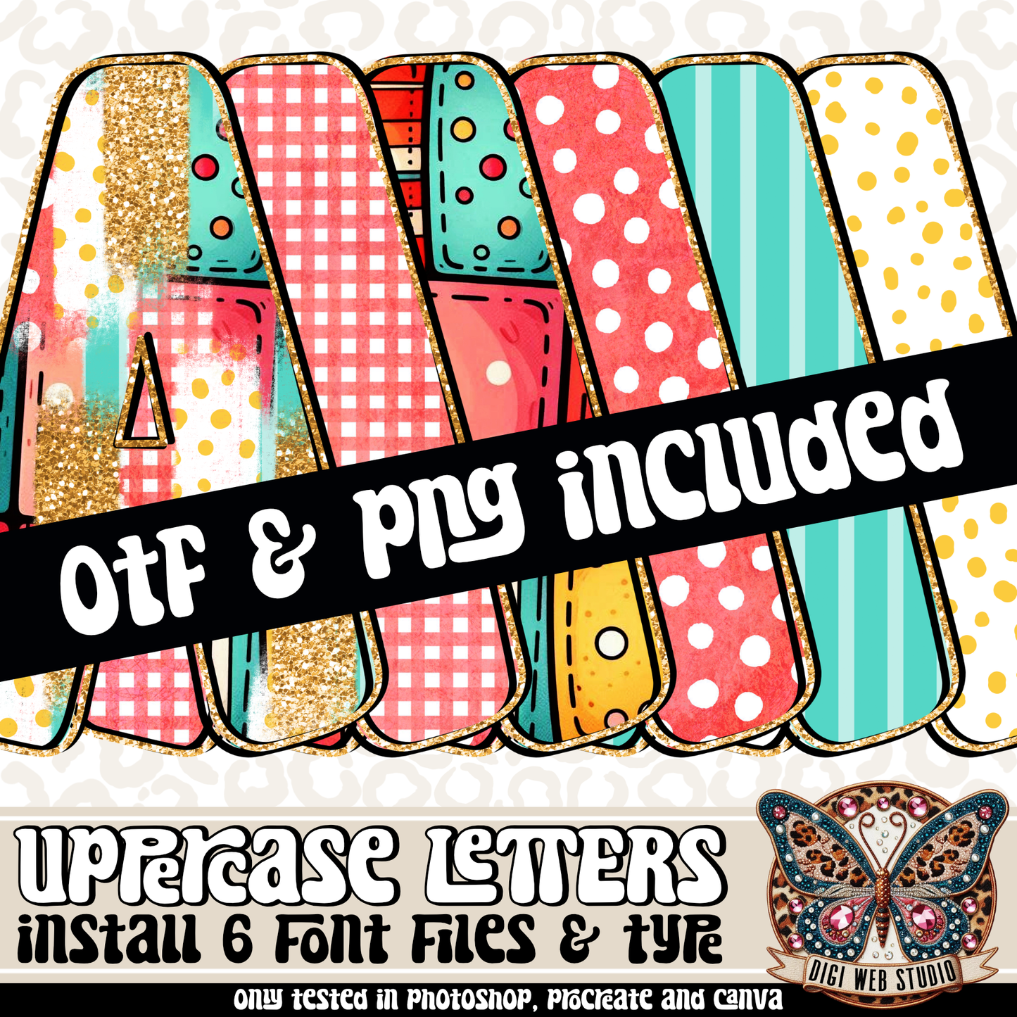 Design Elements - Whimsy Glam Alphas & OTF Files (6 Sets)