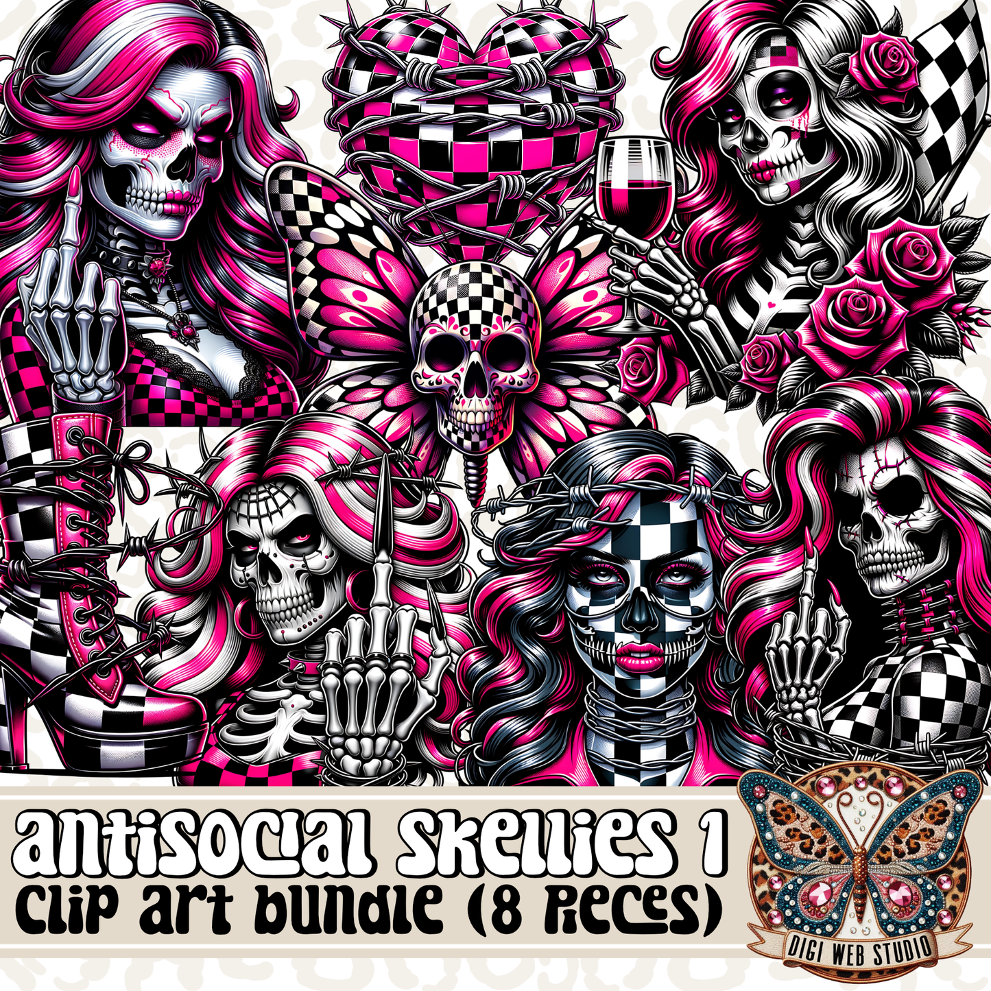 Design Elements - Clip Art Bundle - AntiSocial Skellies 1