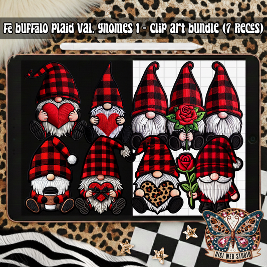 Design Elements - 2025 Clip Art Bundle - FE Buffalo Plaid Valentine Gnomes 1
