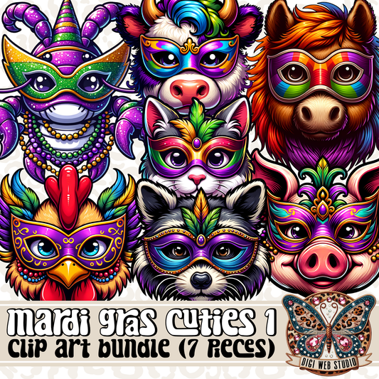 Design Elements - Clip Art Bundle - Mardi Gras Cuties 1