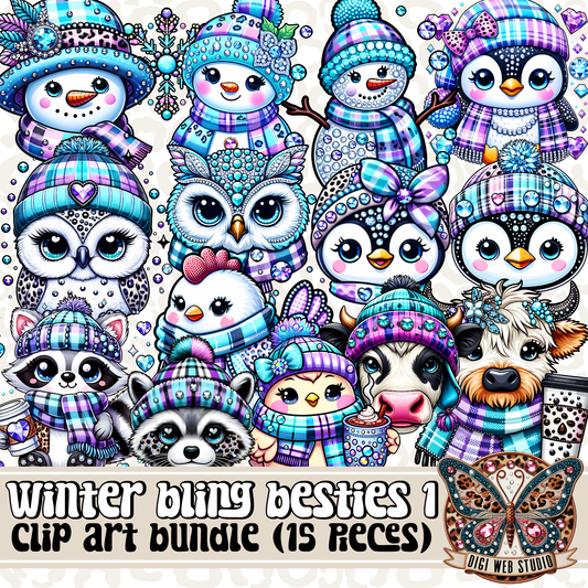 Design Elements - Clip Art Bundle - Winter Bling Besties 1