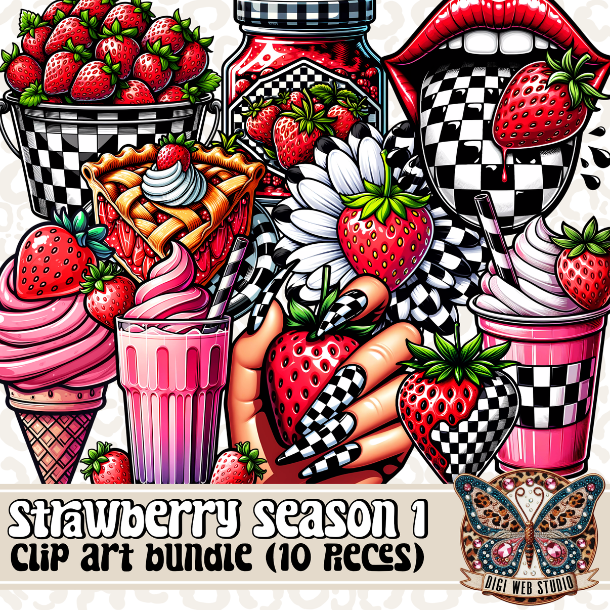 Design Elements - Clip Art Bundle - Strawberry Season 1 – Digi Web Studio