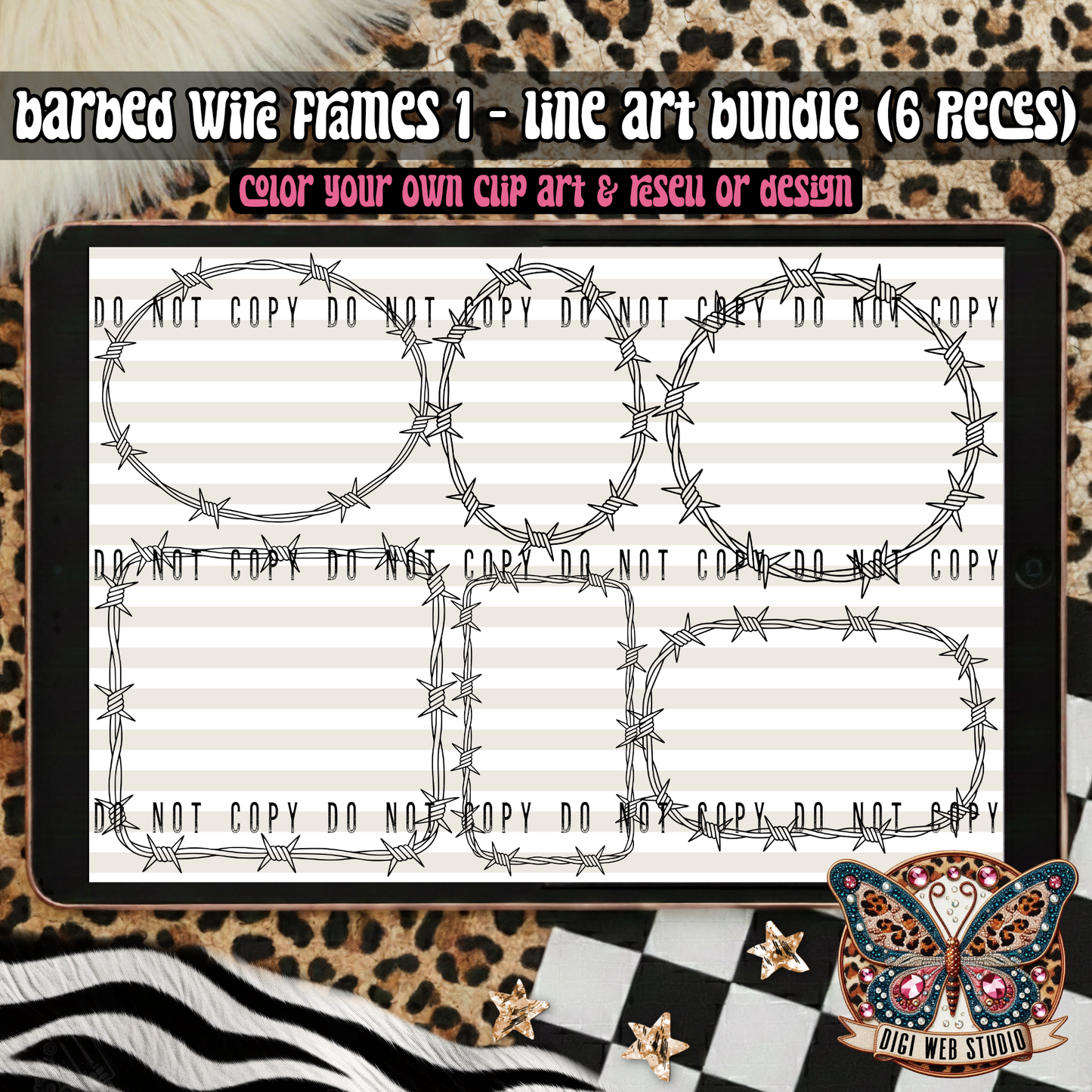 Design Elements - 2026 Line Art Bundle - Barbed Wire Frames 1
