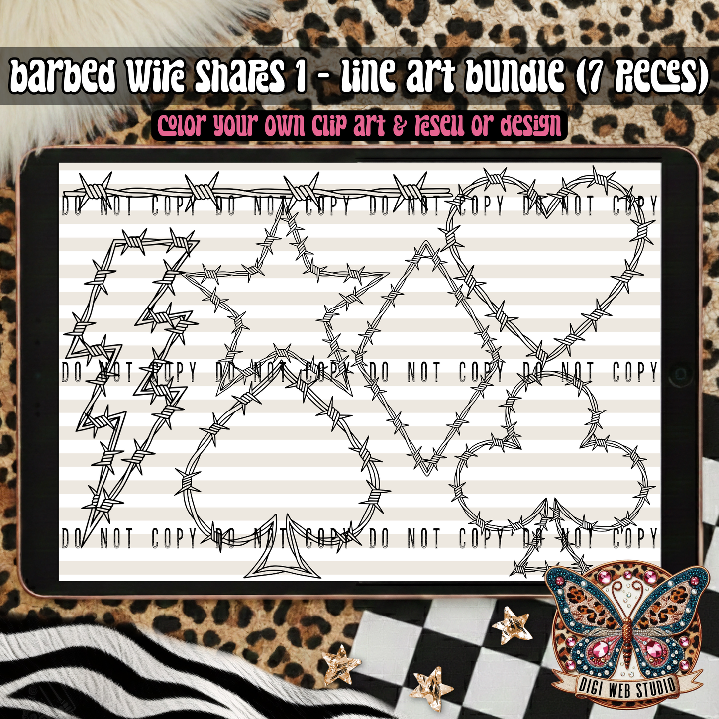 Design Elements - 2026 Line Art Bundle - Barbed Wire Shapes 1