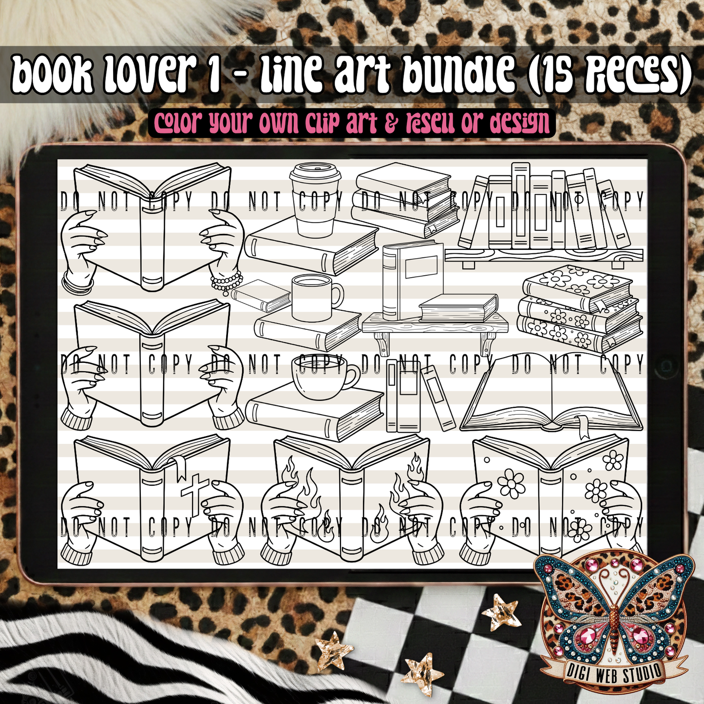 Design Elements - 2025 Line Art Bundle - Book Lover 1