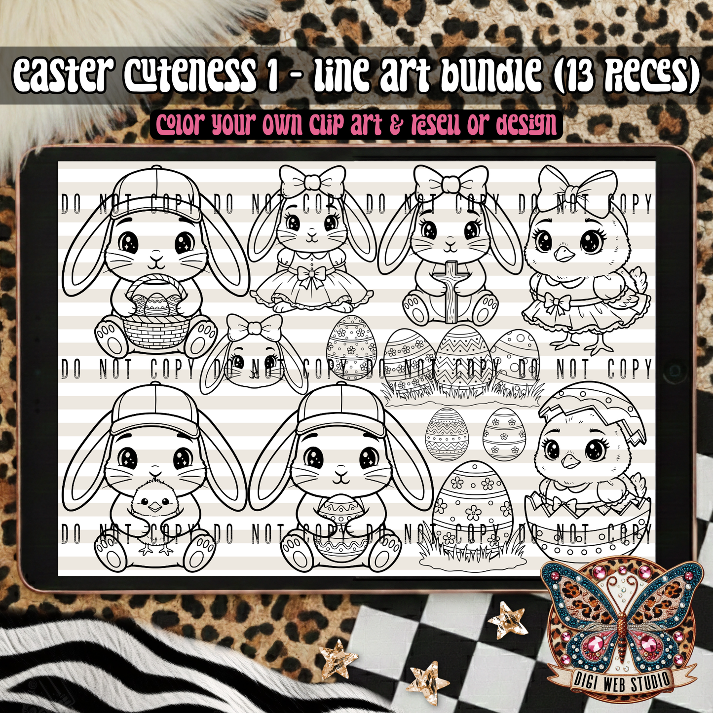 Design Elements - 2025 Line Art Bundle - Easter Cuteness 1