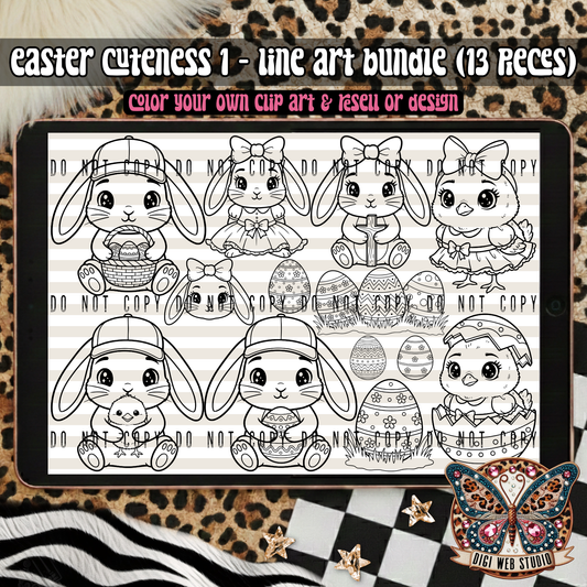 Design Elements - 2025 Line Art Bundle - Easter Cuteness 1
